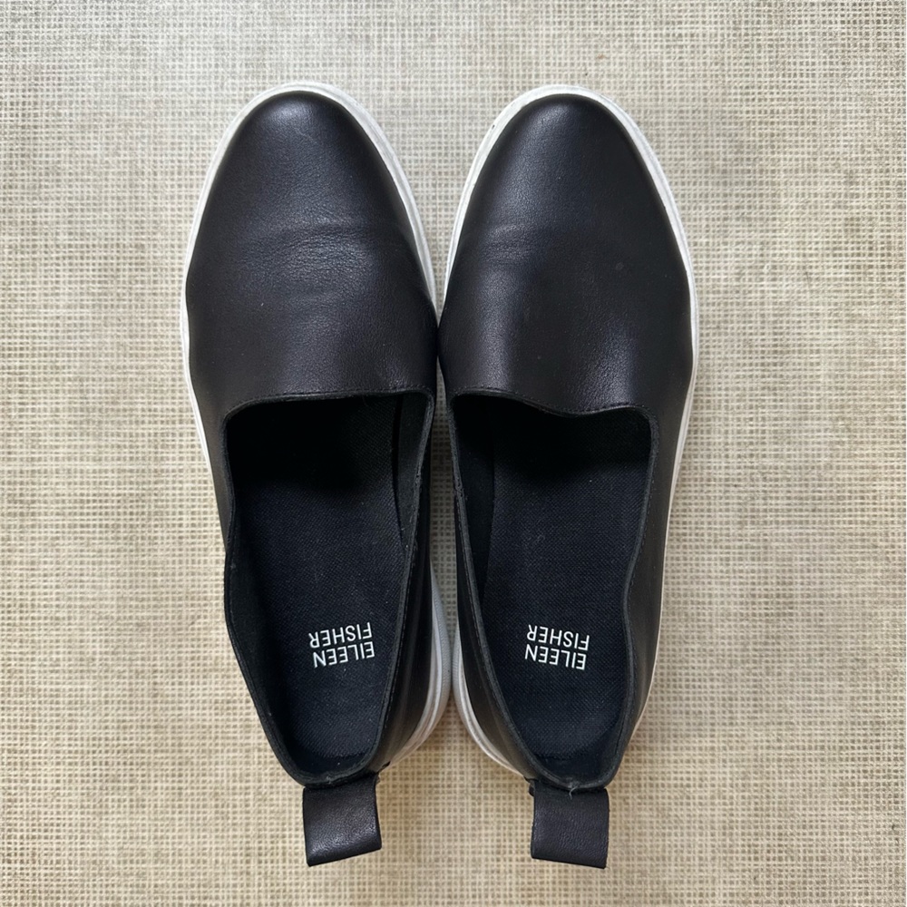 Eileen Fisher Prosper slip on leather platform sneaker, size 6.5